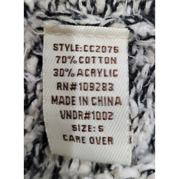 Vintage Havana Black White Speckled Cold Shoulder Knit Sweater Sz S Cozy Capsule - Picture 6 of 8